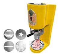 JLWorina Commercial Spaghetti Ice Cream Maker, 28-30L/Hour Production, 4 Noodle Shape Molds, Professional Ice Cream Noodle Extruder, for Ice Cream Store, Bars Yellow