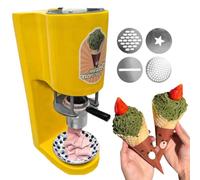 JLWorina Commerical Spaghetti Ice Cream Maker, Ice Cream Noodle Shape Making Machine, 7.4-7.9 Gal/Hr, with 4 Shape Molds, for Dessert Shops, Restaurants Yellow