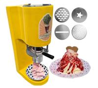 JLWorina Professional Ice Cream Noodle Extruder, Commercial Spaghetti Ice Cream Maker, 28-30L/Hour Production, with 4 Shape Molds, for Ice Cream Store, Cafes Yellow