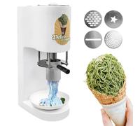 JLWorina Spaghetti Gelatos Ice Cream Machine, Commercial Spaghetti Ice Cream Maker, with 4 Shape Molds, 28-30L/Hour Production, for Dessert Shops, Restaurants White