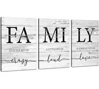 JLXART Family Wall Decor, Rustic Farmhouse Decor for The Home Art, Inspirational Canvas Print Framed, 3 panels Each Size 12x16inch