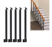 JLXJYS 1 5 10 Pcs Side Mount Stair Railing Post, Black Metal Baluster Spindles with 270° Adjustable Bracket for Indoor Outdoor Stairs, Customizable Height(Black 5 Piece,95cm(37.4in) Tall)
