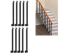 JLXJYS 1 5 10 Pcs Side Mount Stair Railing Post, Black Metal Baluster Spindles with 270° Adjustable Bracket for Indoor Outdoor Stairs, Customizable Height(Black 10 Piece,80cm(31.5in) Tall)