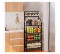 JLXJYS 4 Tier Supermarket Candy Retail Display Rack, Metal Snack Candy Potato Chip Display Rack Stand with 4 Wheels, 4 Feets & 15 Hooks, Large Black Fruits Bread Organizer Holder(60x27cm/23.6x10.6in)