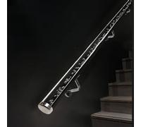 JLXJYS Indoor Outdoor Staircase Handrail, Clear Acrylic Wall Mounted Hand Railing, 3ft/4ft/5ft/6ft/10ft/12ft/14ft/20ft, Home Loft Front Porch Stairs Banister Support Rod (Size : 280cm(9ft))