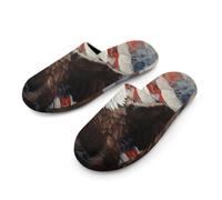 JLXRBFDA Americans Bald Ea-gles Flag Mens Slippers Indoor House Shoes Bedroom Slipper for Hotel Spa Guest Travel