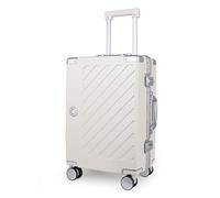 JLY 100% Polycarbonate Zipperless Luggage Warm White, Double TSA Locks Suitcase 24 inch Hardside 4 Spinner Wheels, Aluminium Alloy Handle, Flight Checked Travel Case.