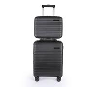 JLY 2-Piece ABS Hard Shell Travel Set - 17"Cabin Suitcase& 14"Vanity Case in Black | Size: Cabin JLY Black Cabin