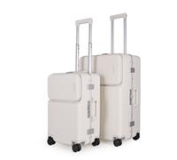 JLY 2 Piece Hard Shell Luggage Suitcase Set | 26' inch large Suitcase + 20' inch Carry-On Suitcase in White JLY White
