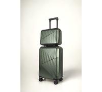 JLY 2 Piece Hard Shell Luggage Suitcase Set | Strap On Vanity Case + 20' inch Small Cabin Suitcase in Bottle Green JLY Bottle Green