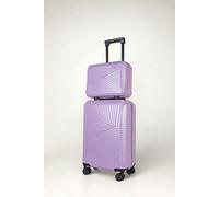 JLY 2 Piece Hard Shell Luggage Suitcase Set | Strap On Vanity Case + 20' inch Small Cabin Suitcase in Lilac JLY Lilac