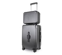 JLY 2-Piece Luggage Set - Vanity Case & Small Cabin Suitcase with TSA Lock, Spinner Wheels, Cupholder & Waterproof Pocket (Onyx Black)