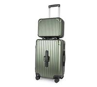 JLY 2-Piece Luggage Set - Vanity Case & Small Cabin Suitcase with TSA Lock, Spinner Wheels, Cupholder & Waterproof Pocket (Hunter Green)