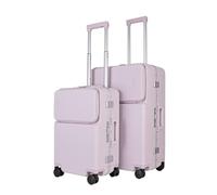 JLY 2-Piece Suitcase Set - Covestro Polycarbonate Small Cabin & Large Check-in Luggage with Front Lid Access, Cup Holder, Bag Hook, Spinner Wheels & TSA Locks - Dreamy Lilac