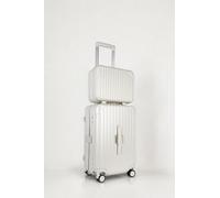 JLY 2 Piece Suitcase Set: Vanity Case & Cabin with Cupholder, TSA Lock in Off-White JLY Off-White