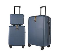 JLY 3-Piece Luggage Set - Hard Shell Vanity Case, Cabin Suitcase and Large Expandable Spinner Luggage with TSA Lock, Lightweight Polycarbonate Travel Bags - Aegean Blue