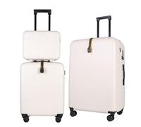 JLY 3-Piece Luggage Set - Hard Shell Vanity Case, Cabin Suitcase and Large Expandable Spinner Luggage with TSA Lock, Lightweight Polycarbonate Travel Bags - Alabaster White