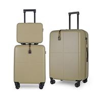 JLY 3-Piece Luggage Set - Hard Shell Vanity Case, Cabin Suitcase and Large Expandable Spinner Luggage with TSA Lock, Lightweight Polycarbonate Travel Bags - Olive Green