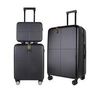 JLY 3-Piece Luggage Set - Hard Shell Vanity Case, Cabin Suitcase and Large Expandable Spinner Luggage with TSA Lock, Lightweight Polycarbonate Travel Bags - Black