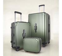 JLY 3 Piece Luggage Set with Vanity Case, Carry-On & Large Suitcase in Dark Green | Size: 3 Pack JLY Dark Green 3 Pack