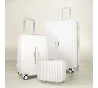 JLY 3 Piece Luggage Set with Vanity Case, Carry-On & Large Suitcase in Off-White | Size: 3 Pack JLY Off-White 3 Pack