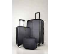 JLY 3 Piece Suitcase Set | Vanity Case + Cabin + Expandable Large Luggage in Black | Size: 3 Pack JLY Black 3 Pack
