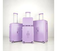 4 Piece Suitcase Set: Vanity, Carry-On, Medium + Large Check-In Luggage - Built-in Cupholder (Oxyn Black) JLY Lilac Large