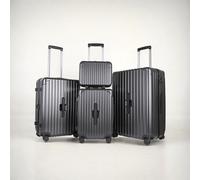 JLY 4 Piece Suitcase Set: Vanity, Carry-On, Medium & Large with Cupholder in Black | Size: 4 Pack JLY Black 4 Pack