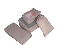 JLY 4-Piece Travel Packing Cubes Set - Lightweight Luggage Organisers with Mesh Tops & Drawstring Bag - Toiletry, Shoe & Clothing Storage Bags for Suitcases, Backpacks, Trips