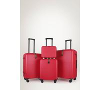 JLY 4 Pieces Premium Suitcase Set | Vanity + Cabin + Expandable Check-In in Raspberry | Size: 4 Pack JLY Raspberry 4 Pack