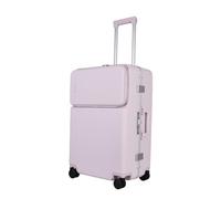 JLY Covestro Polycarbonate Medium Suitcase - Front Lid Hard Shell Check in Luggage with Cup Holder, Bag Hook, Spinner Wheels, Dual TSA Locks & Aluminium Handle - Dreamy Lilac