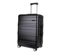 JLY Executive Premium ABS+PC Hardshell Suitcase, Anti-Theft Travel Case Combination Lock, 4 Double Spinner Wheels, Stitched Seam (1 Piece, Black, M (69cm))