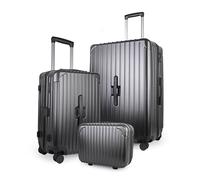 JLY FreeMove Lightweight 3-Piece Luggage Set: Cabin, Medium & Large Suitcases with TSA Lock, Cupholder, Wet/Dry Divider, Durable PC+ABS Hard Shell (Onyx Black)