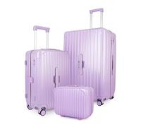 JLY Lightweight 3-Piece Luggage Set: Cabin, Medium & Large Suitcases with TSA Lock, Cupholder, Wet/Dry Divider, Durable PC+ABS Hard Shell (Mauve Lilac, 3 Pcs: Vanity + S + L)