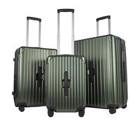 JLY Lightweight 3-Piece Luggage Set: Cabin, Medium & Large Suitcases with TSA Lock, Cupholder, Wet/Dry Divider, Durable PC+ABS Hard Shell (Hunter Green, 3 Pcs Set: S+M+L)