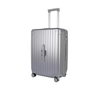 JLY Lightweight 3-Piece Luggage Set: Cabin, Medium & Large Suitcases with TSA Lock, Cupholder, Wet/Dry Divider, Durable PC+ABS Hard Shell (Metallic Silver, M (66.5cm))