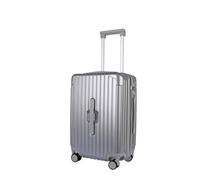 JLY Lightweight 3-Piece Luggage Set: Cabin, Medium & Large Suitcases with TSA Lock, Cupholder, Wet/Dry Divider, Durable PC+ABS Hard Shell (Metallic Silver, S (54.5cm))