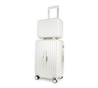 JLY Lightweight 3-Piece Luggage Set: Cabin, Medium & Large Suitcases with TSA Lock, Cupholder, Wet/Dry Divider, Durable PC+ABS Hard Shell (Ivory White, 2 Pcs: Vanity + S)
