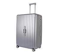 JLY Lightweight 3-Piece Luggage Set: Cabin, Medium & Large Suitcases with TSA Lock, Cupholder, Wet/Dry Divider, Durable PC+ABS Hard Shell (Metallic Silver, L (75.5cm))