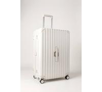 JLY Lightweight Hard Shell Suitcase w/ Cupholder | Robust ABS+PC, TSA Lock, Waterproof Pocket, Dual Spinner Wheels - Available in Size: Small JLY Off-White Large