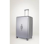 JLY Lightweight Hard Shell Suitcase with Cupholder & Waterproof Pocket in Metallic Silver | Size: Large JLY Metallic Silver Large