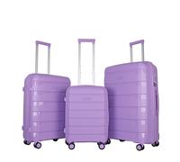 JLY Lightweight Luggage Set of 3 - Combination for Every Journey | SB Charging Port, Dual Spinner Wheels, TSA Lock, Shock-Resistant PP Hard Shell JLY Lilac