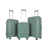 JLY Lightweight Polypropylene Luggage Set - 3 Sizes for Every Journey | Spinner Wheels, TSA Lock, Shock-Resistant Shell (Hunter Green, 3 Pcs: S/M/L)
