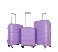JLY Lightweight Polypropylene Luggage Set - 3 Sizes for Every Journey | Spinner Wheels, TSA Lock, Shock-Resistant Shell (Mauve Lilac, 3 Pcs: S/M/L)