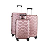JLY Luggage Signature Suitcase, Hardshell Durable ABS+PC, Travel Case for Any Kinds of Trips, Zipper Closing with TSA Lock, with 4 Ultra-Quiet Spinner Wheels. (Rose Gold, 3 Pcs Set)