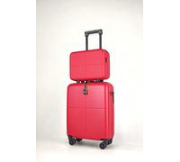 JLY Premium 100% Makrolon PC 2 PCS Suitcase Set | Vanity + Cabin Luggage in Red | Size: 2 Pack JLY Red 2 Pack