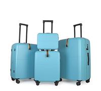 JLY Premium 4-Piece Luggage Set - Hard Shell Vanity Case, Cabin, Medium & Large Expandable Spinner Suitcases, Lightweight Polycarbonate Travel Set with TSA Lock & Waterproof Organiser - Aqua Blue