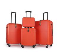 JLY Premium 4-Piece Luggage Set - Hard Shell Vanity Case, Cabin, Medium & Large Expandable Spinner Suitcases, Lightweight Polycarbonate Travel Set with TSA Lock & Waterproof Organiser - Burnt Orange