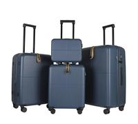JLY Premium 4-Piece Luggage Set - Hard Shell Vanity Case, Cabin, Medium & Large Expandable Spinner Suitcases, Lightweight Polycarbonate Travel Set with TSA Lock & Waterproof Organiser - Aegean Blue