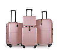 JLY Premium 4-Piece Luggage Set - Hard Shell Vanity Case, Cabin, Medium & Large Expandable Spinner Suitcases, Lightweight Polycarbonate Travel Set with TSA Lock & Waterproof Organiser -Rose Pink